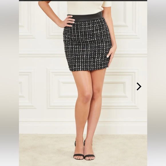 Marciano Elegant Tweed Wool Mini Skirt - Size S - Picture 3 of 10